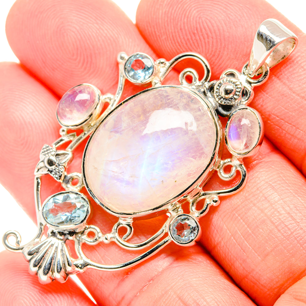 Rainbow Moonstone Pendants handcrafted by Anasilvercos - PD36715