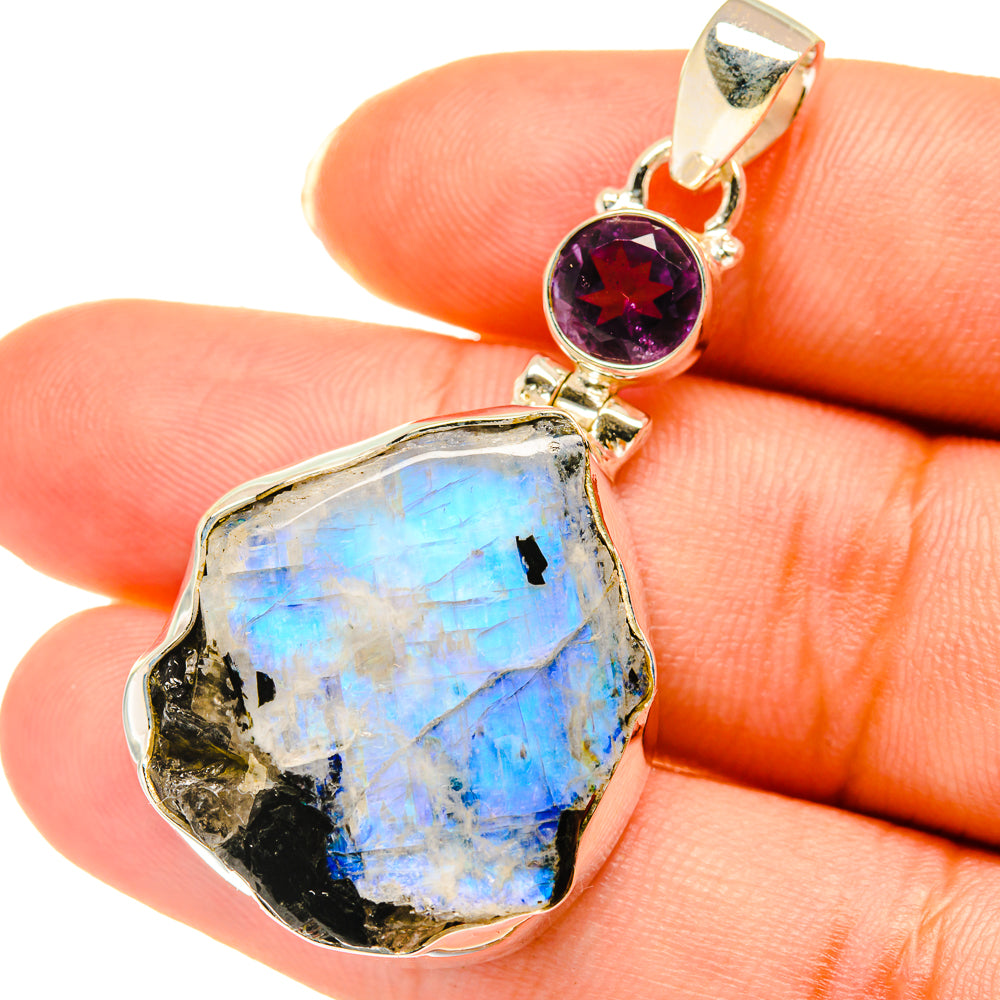 Rainbow Moonstone Pendants handcrafted by Anasilvercos - PD3718