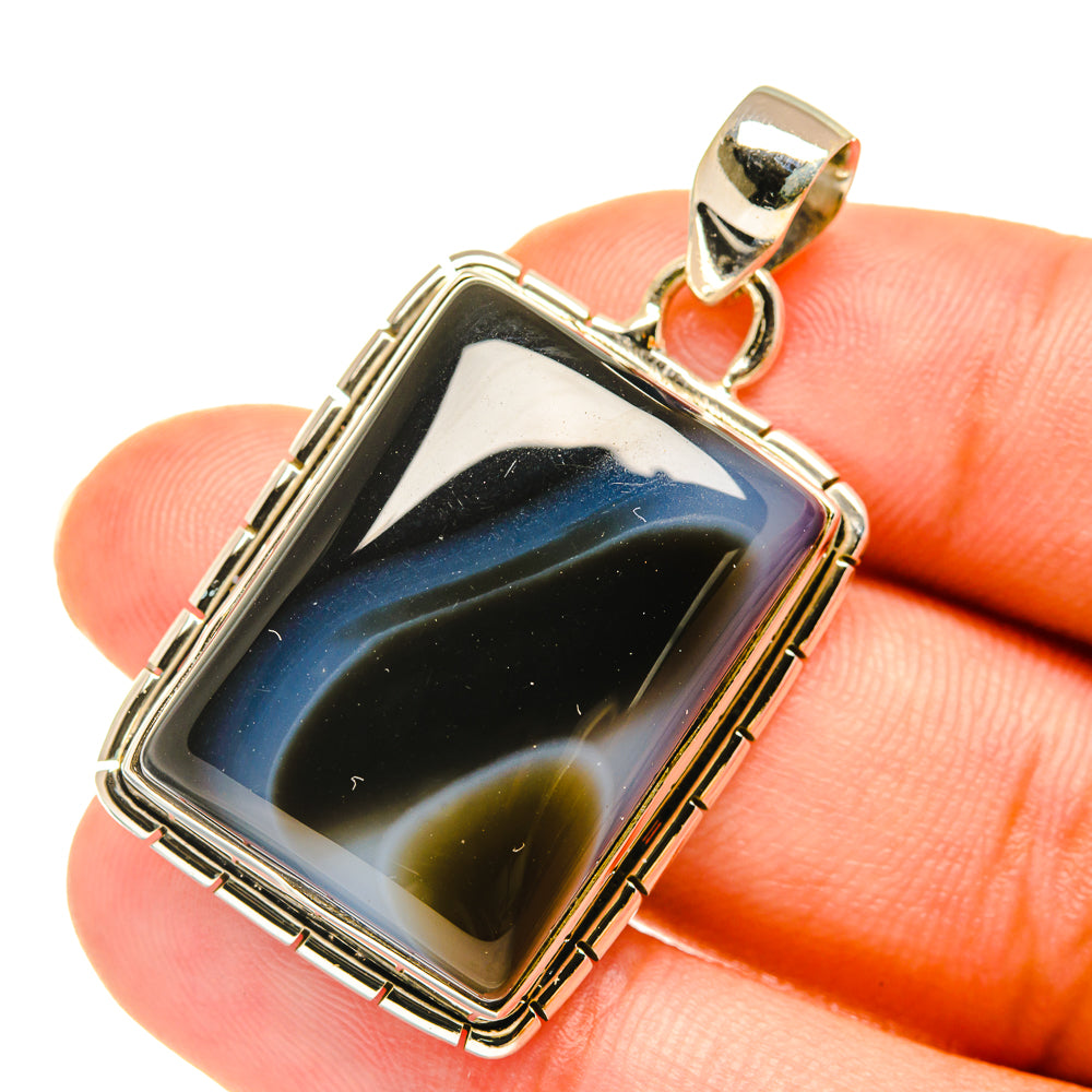 Black Botswana Agate Pendants handcrafted by Anasilvercos - PD3830