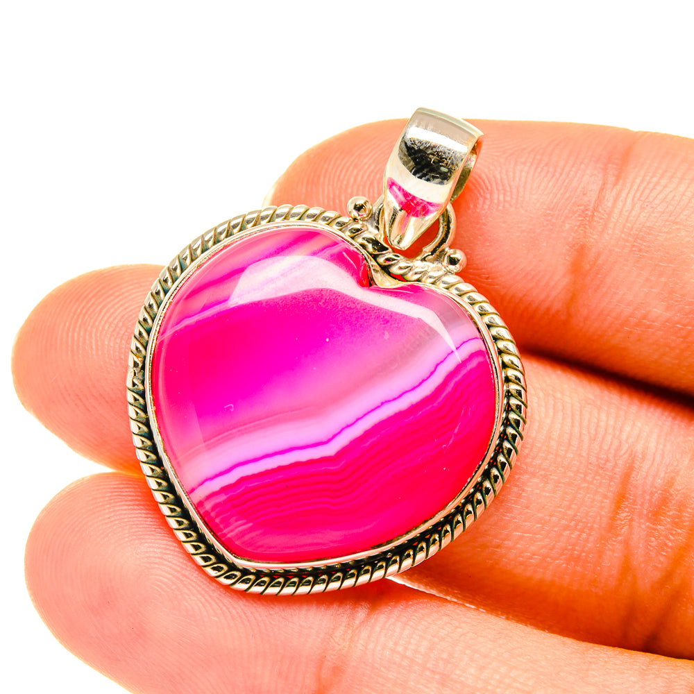 Pink Botswana Agate Pendants handcrafted by Anasilvercos - PD3836