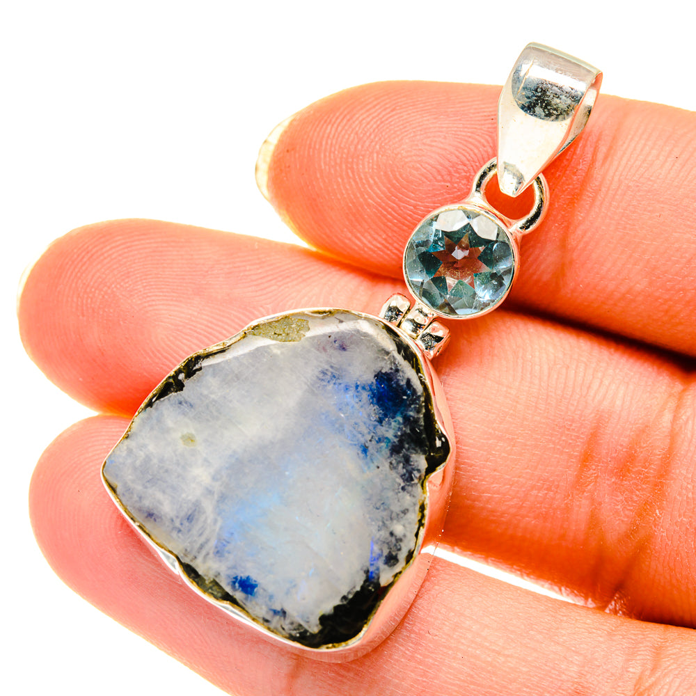 Rainbow Moonstone Pendants handcrafted by Anasilvercos - PD3855