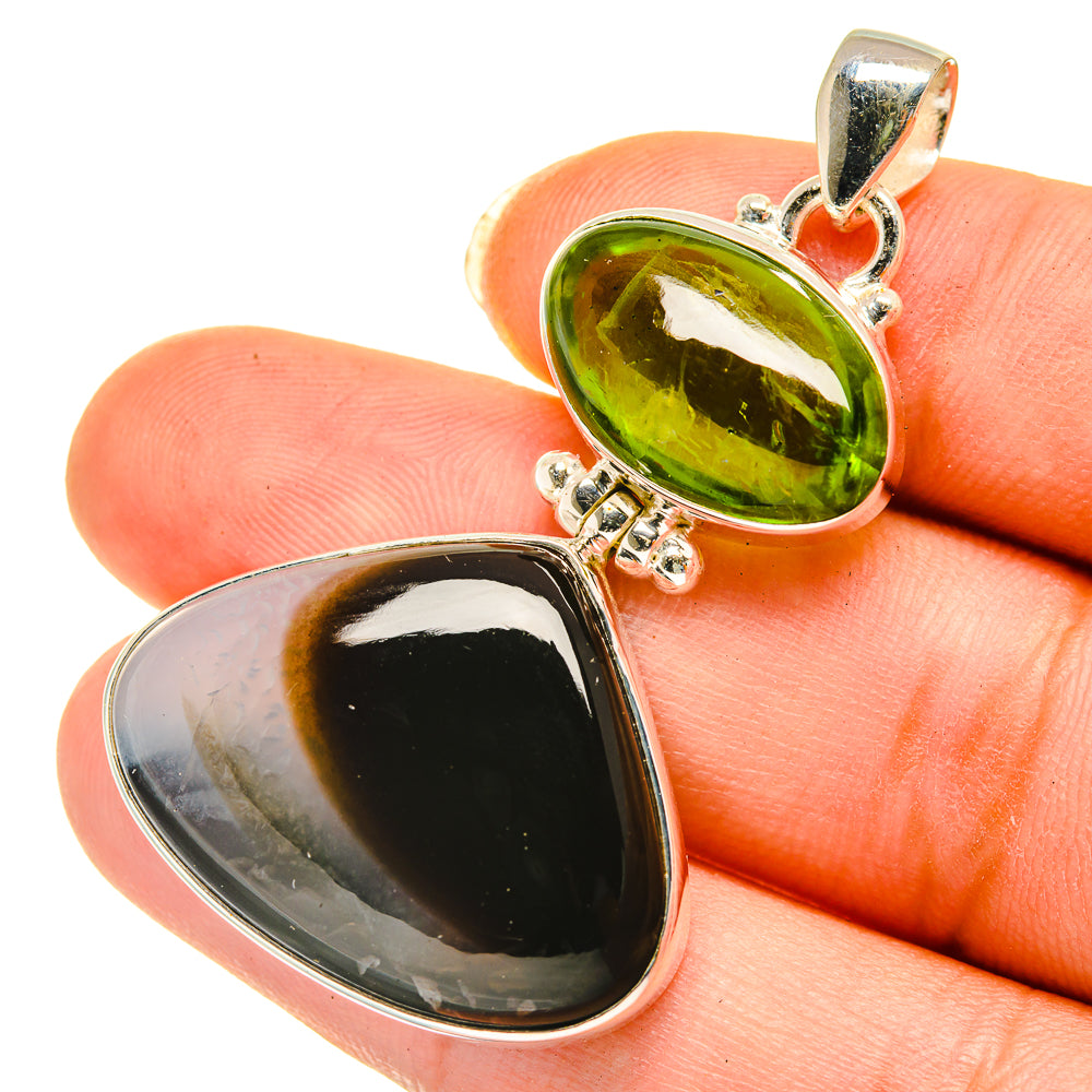Black Botswana Agate Pendants handcrafted by Anasilvercos - PD3894