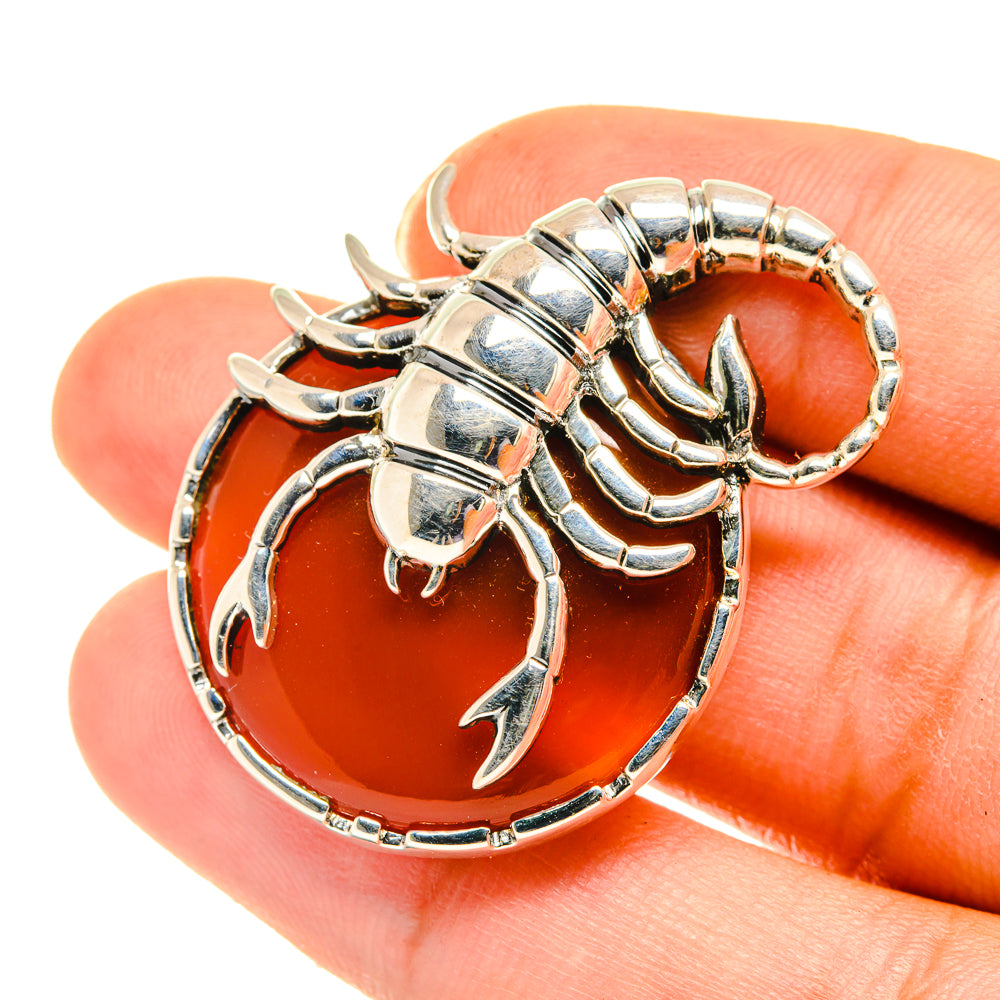 Carnelian Scorpion Pendants handcrafted by Anasilvercos - PD3902