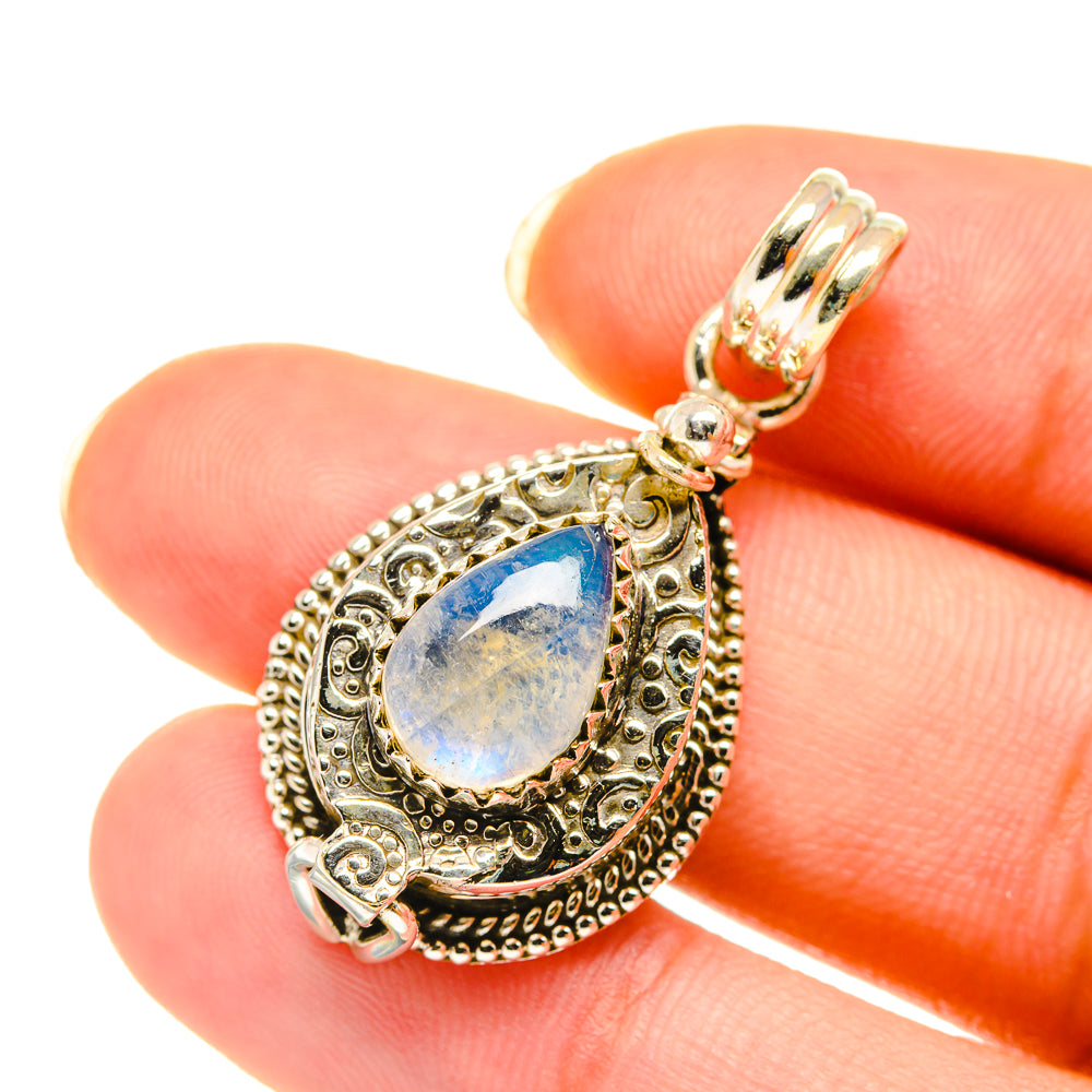 Rainbow Moonstone Pendants handcrafted by Anasilvercos - PD3909