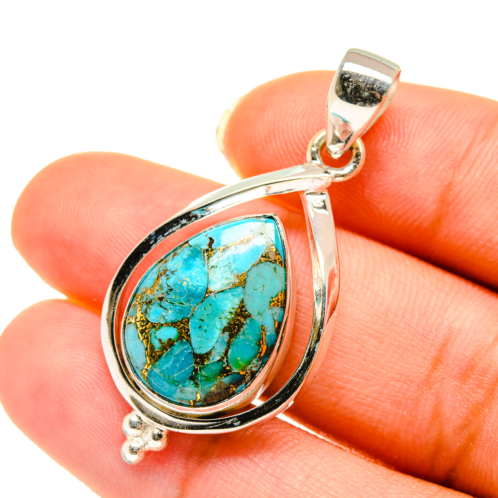 Blue Copper  Composite Turquoise Pendants handcrafted by Anasilvercos - PD3928