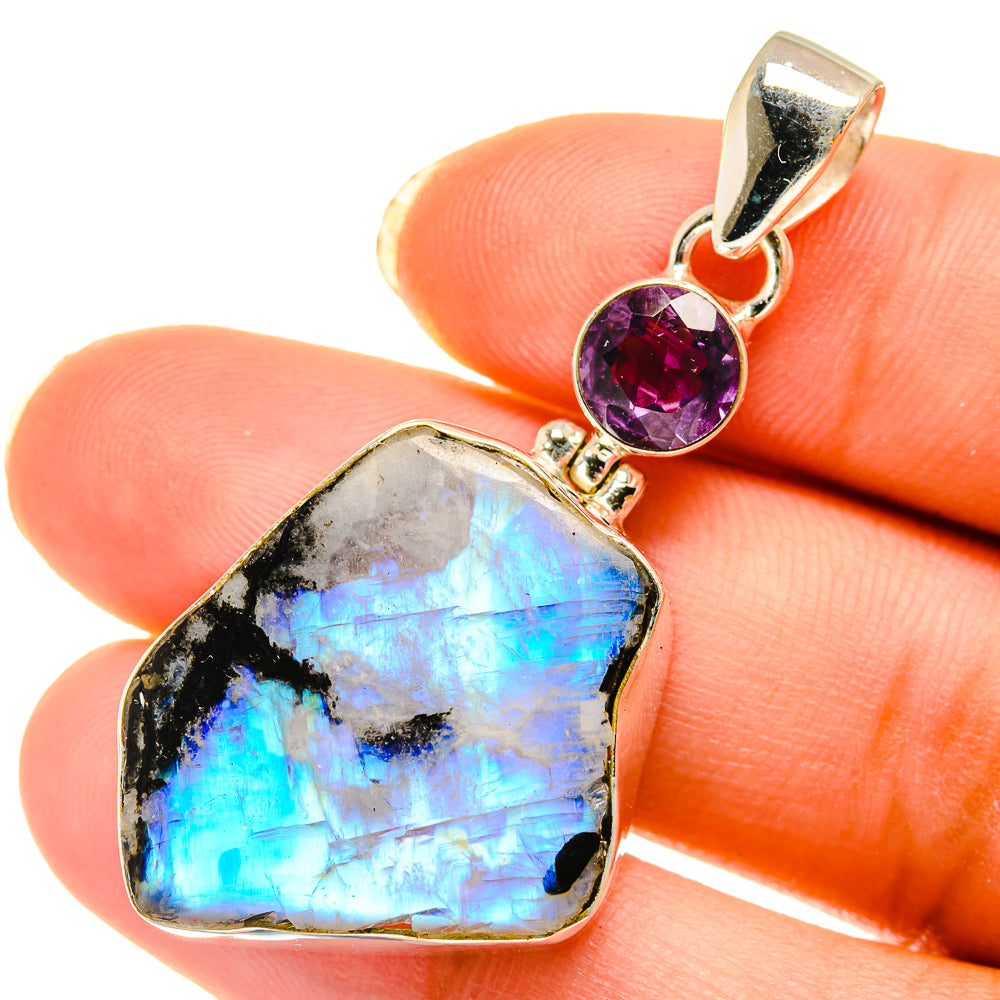 Rainbow Moonstone Pendants handcrafted by Anasilvercos - PD4002