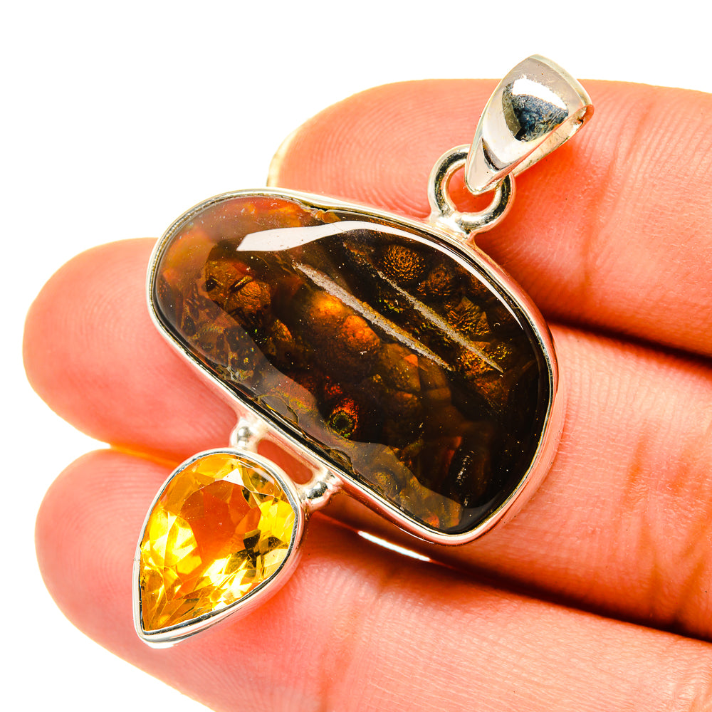 Mexican Fire Agate Pendants handcrafted by Anasilvercos - PD4026