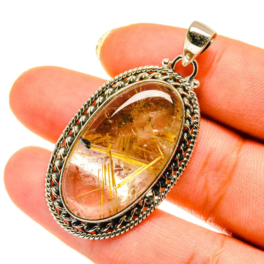 Rutilated Quartz Pendants handcrafted by Anasilvercos - PD4034