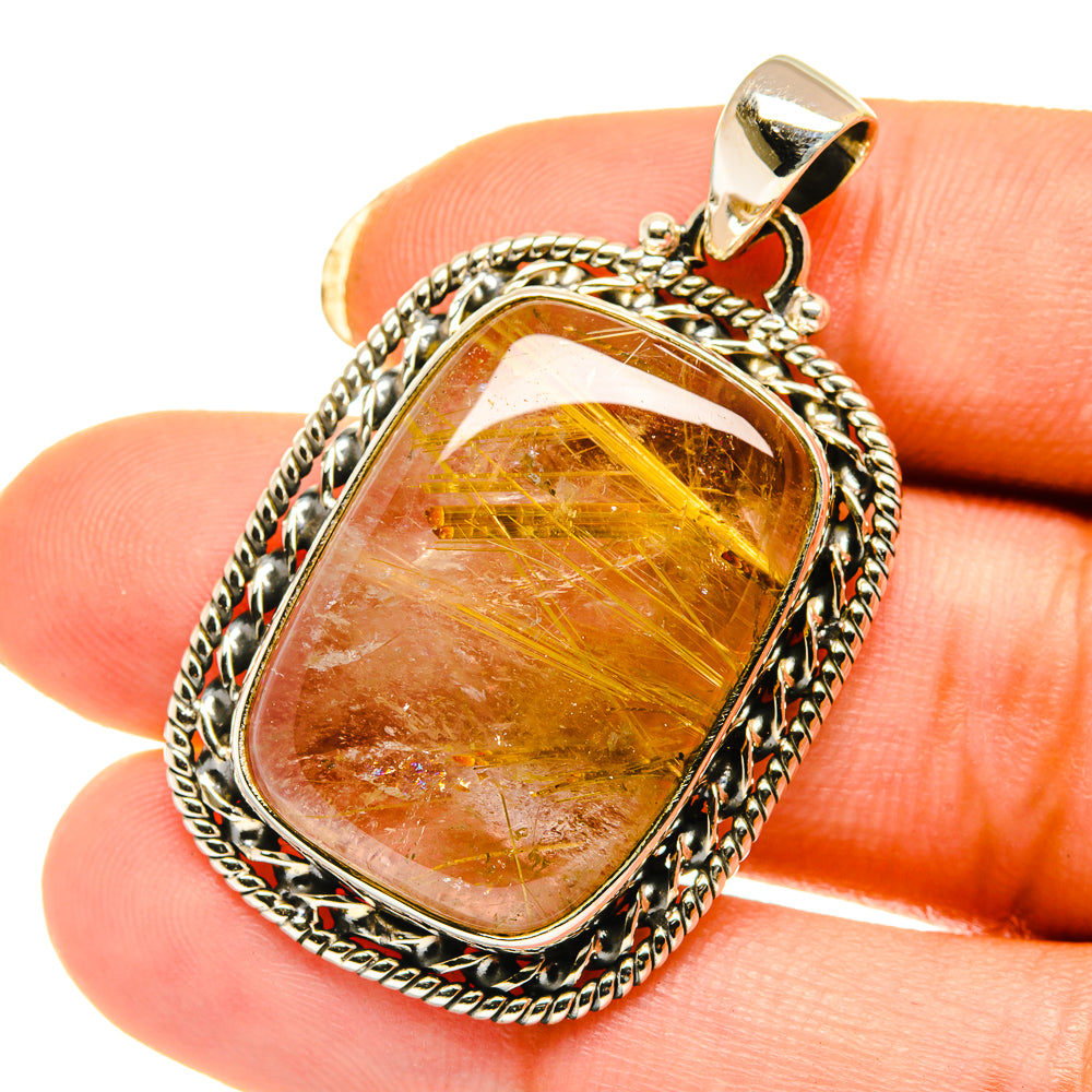 Rutilated Quartz Pendants handcrafted by Anasilvercos - PD4036
