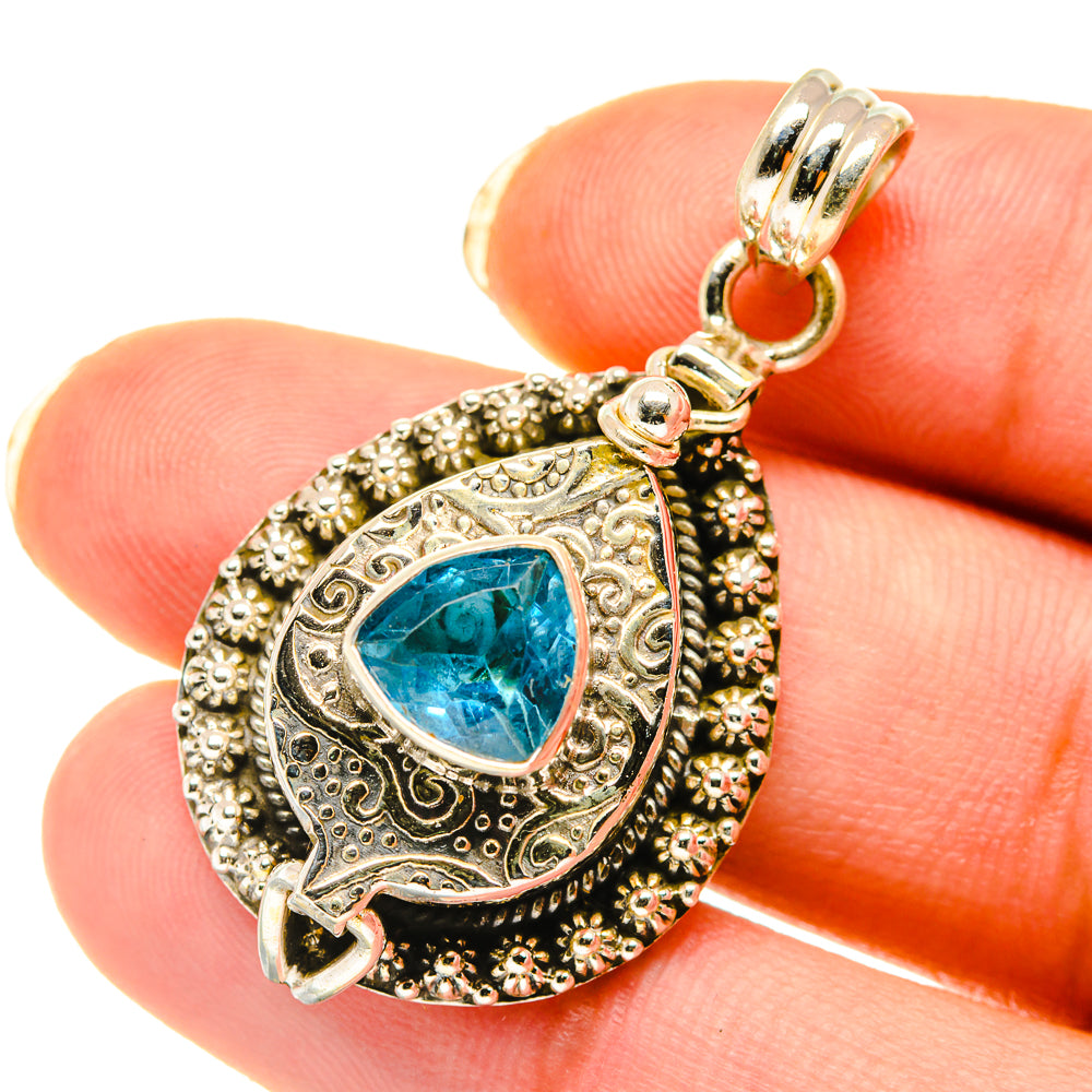Blue Topaz Pendants handcrafted by Anasilvercos - PD4061