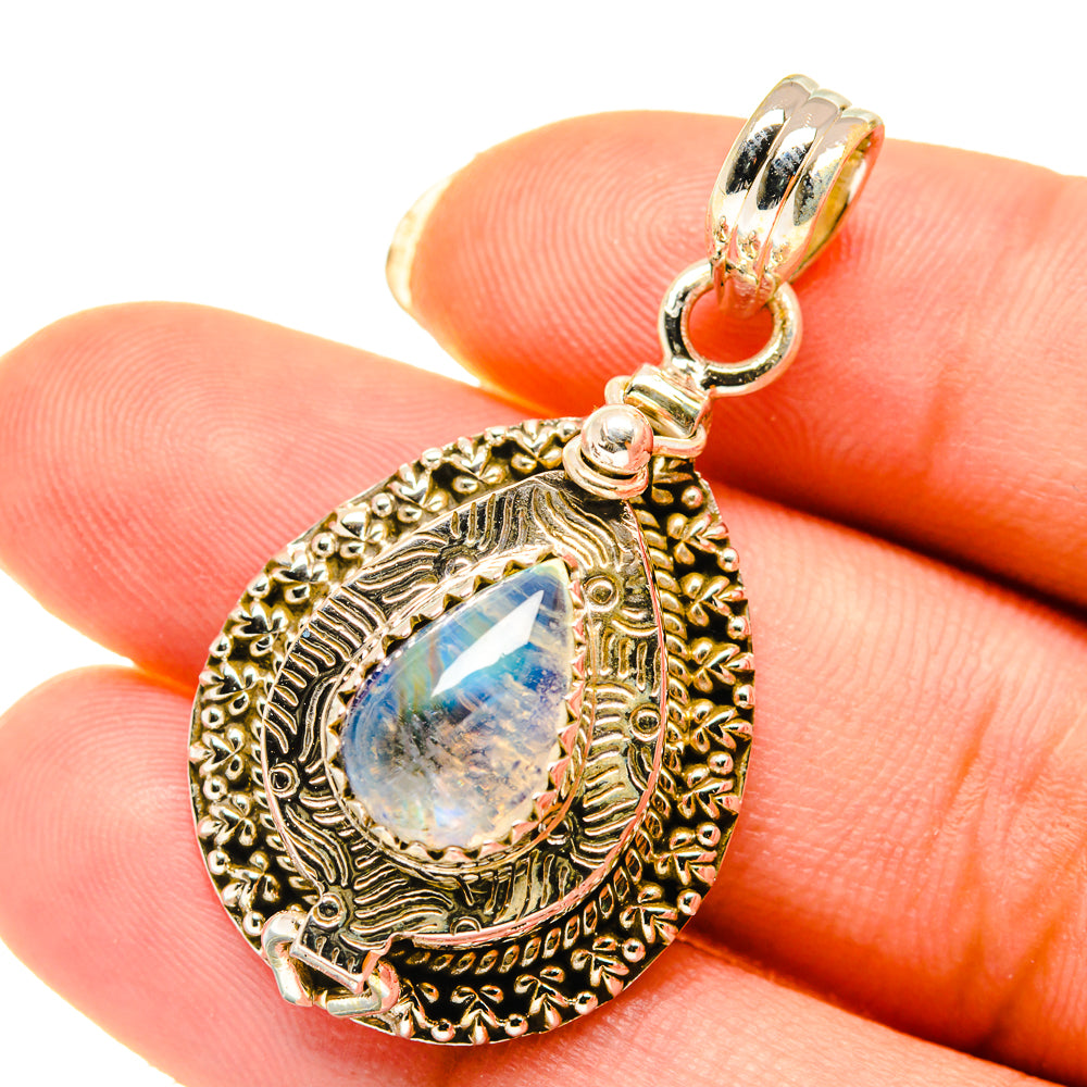 Rainbow Moonstone Pendants handcrafted by Anasilvercos - PD4063
