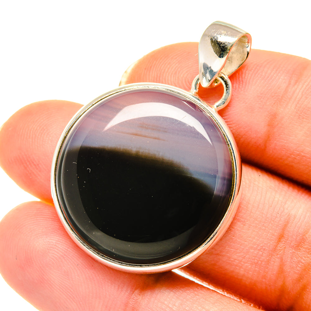 Black Botswana Agate Pendants handcrafted by Anasilvercos - PD4098