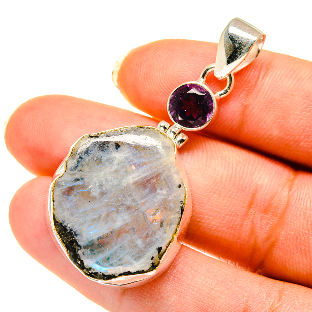 Rainbow Moonstone Pendants handcrafted by Anasilvercos - PD4106