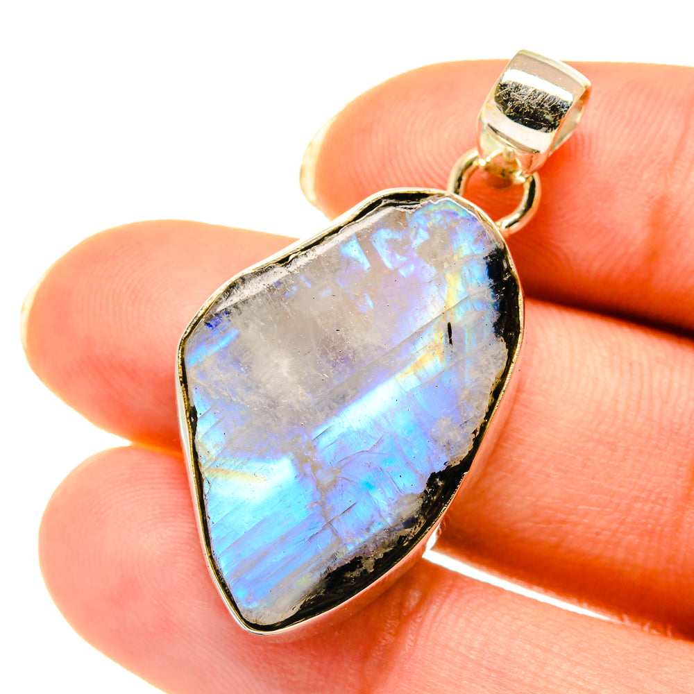 Rainbow Moonstone Pendants handcrafted by Anasilvercos - PD4108