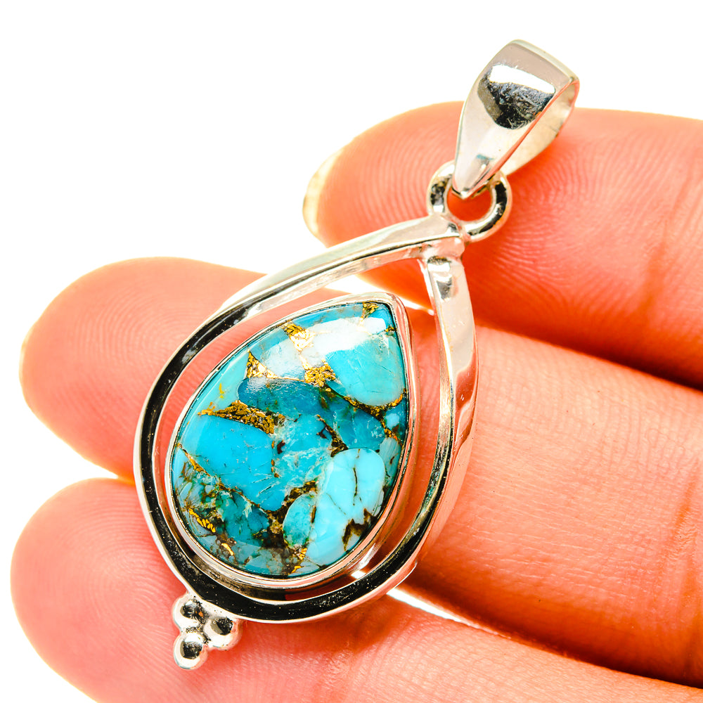Blue Copper Composite Turquoise Pendants handcrafted by Anasilvercos - PD4129