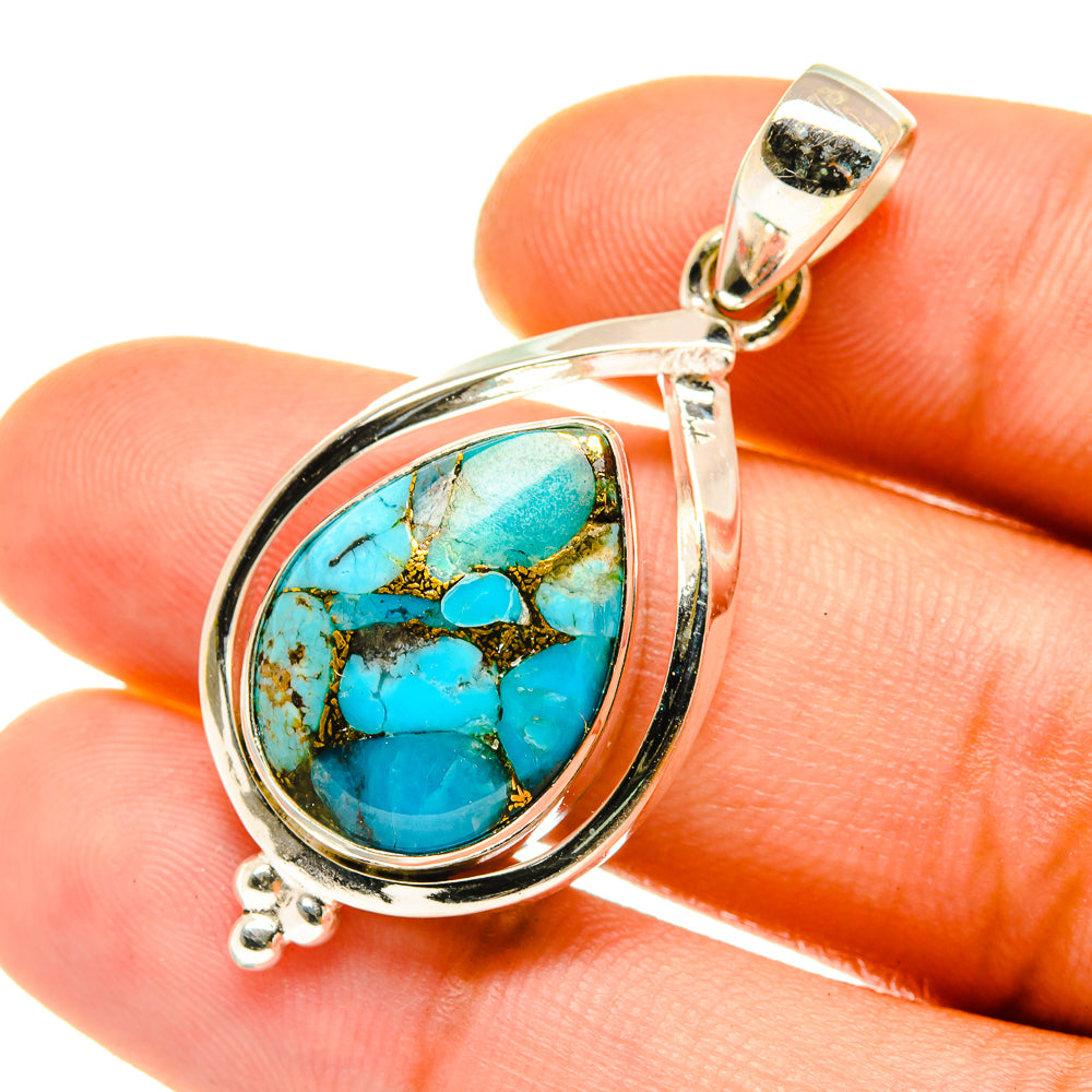 Blue Copper Composite Turquoise Pendants handcrafted by Anasilvercos - PD4178
