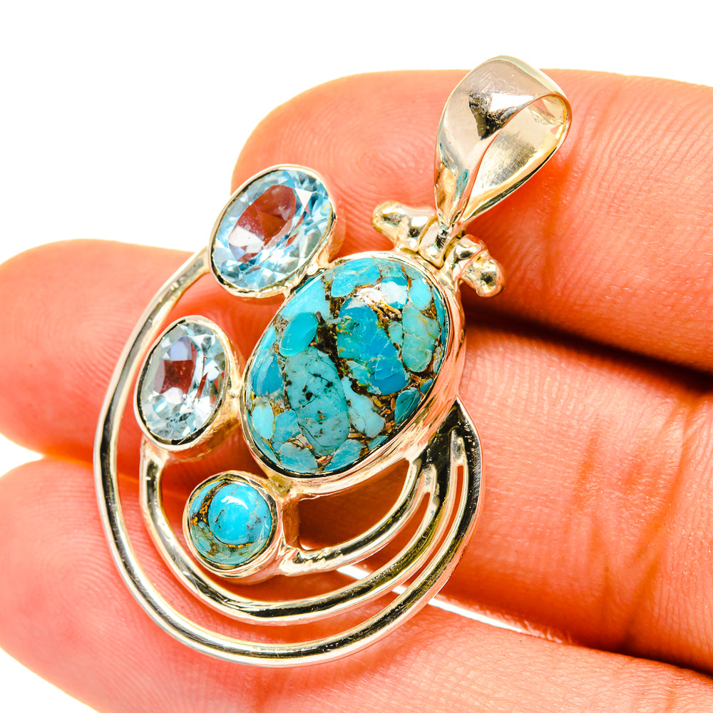 Blue Copper Composite Turquoise Pendants handcrafted by Anasilvercos - PD4264