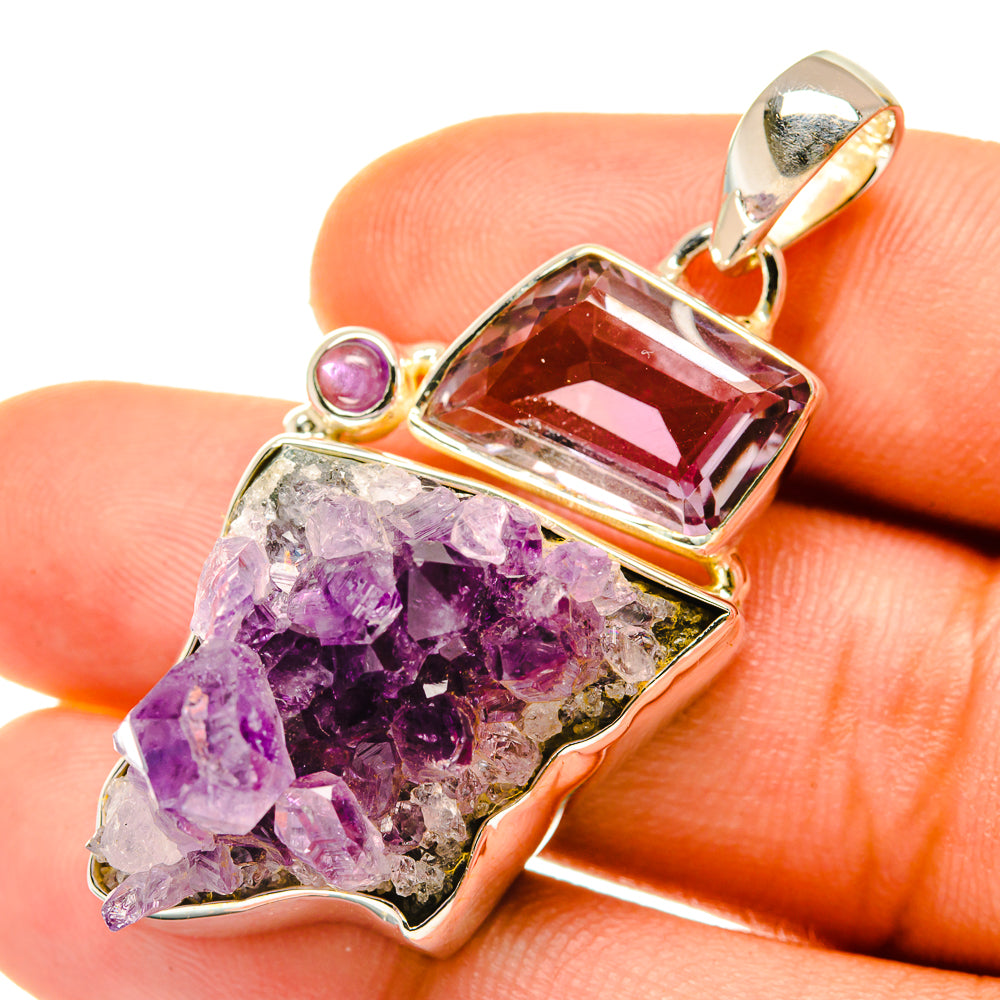 Amethyst Crystal Pendants handcrafted by Anasilvercos - PD4288