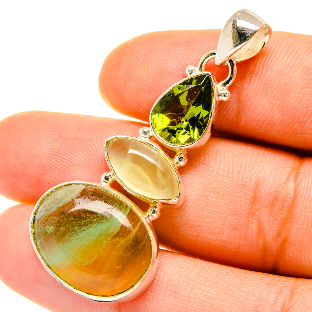 Green Fluorite Pendants handcrafted by Anasilvercos - PD4298
