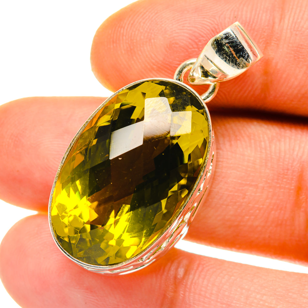 Olive Quartz Pendants handcrafted by Anasilvercos - PD4301