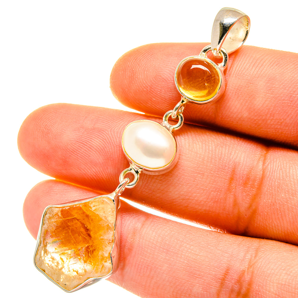 Citrine, Cultured Pearl Pendants handcrafted by Anasilvercos - PD4318