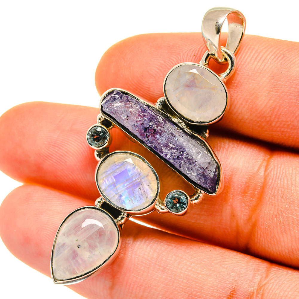 Tanzanite, Rainbow Moonstone, Blue Topaz Pendants handcrafted by Anasilvercos - PD4324