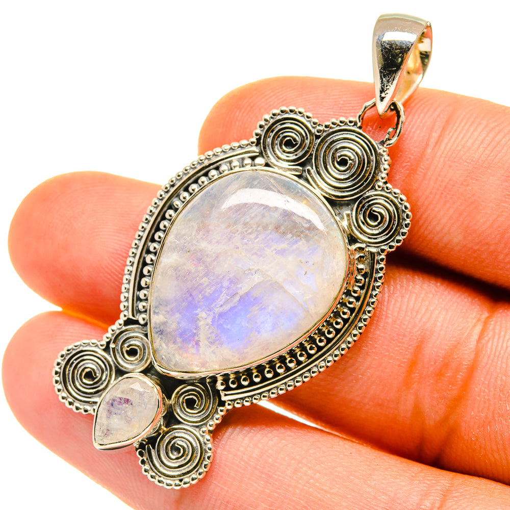 Rainbow Moonstone Pendants handcrafted by Anasilvercos - PD4325