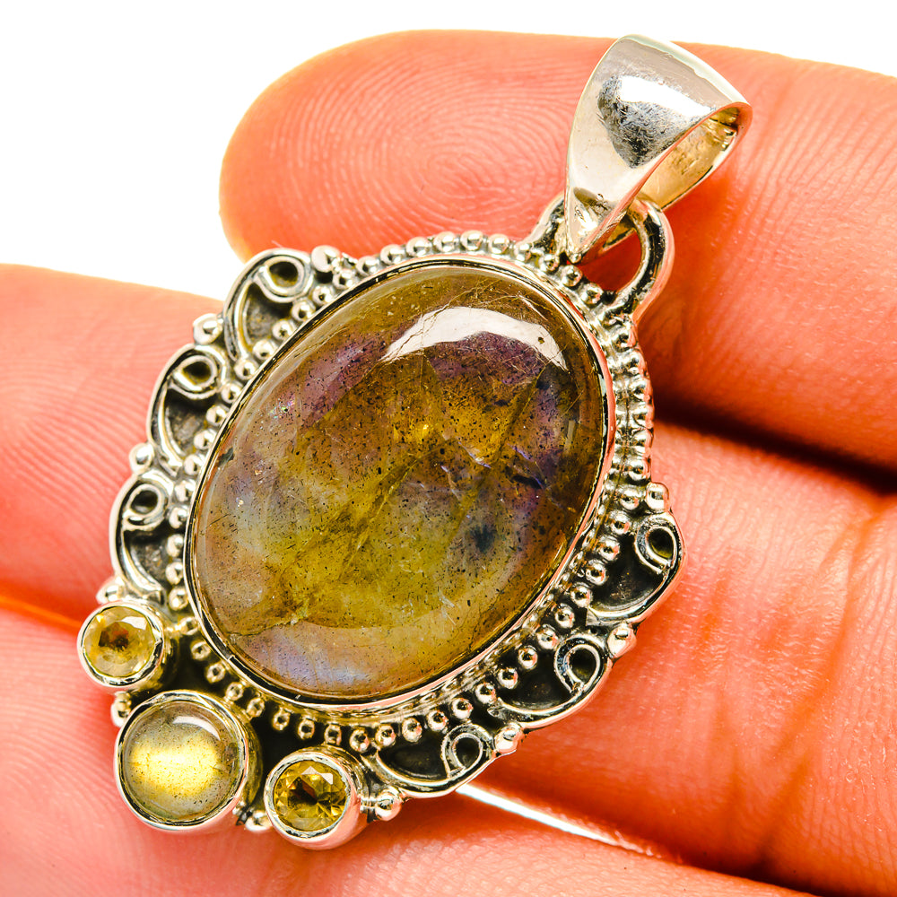 Labradorite, Citrine Pendants handcrafted by Anasilvercos - PD4326