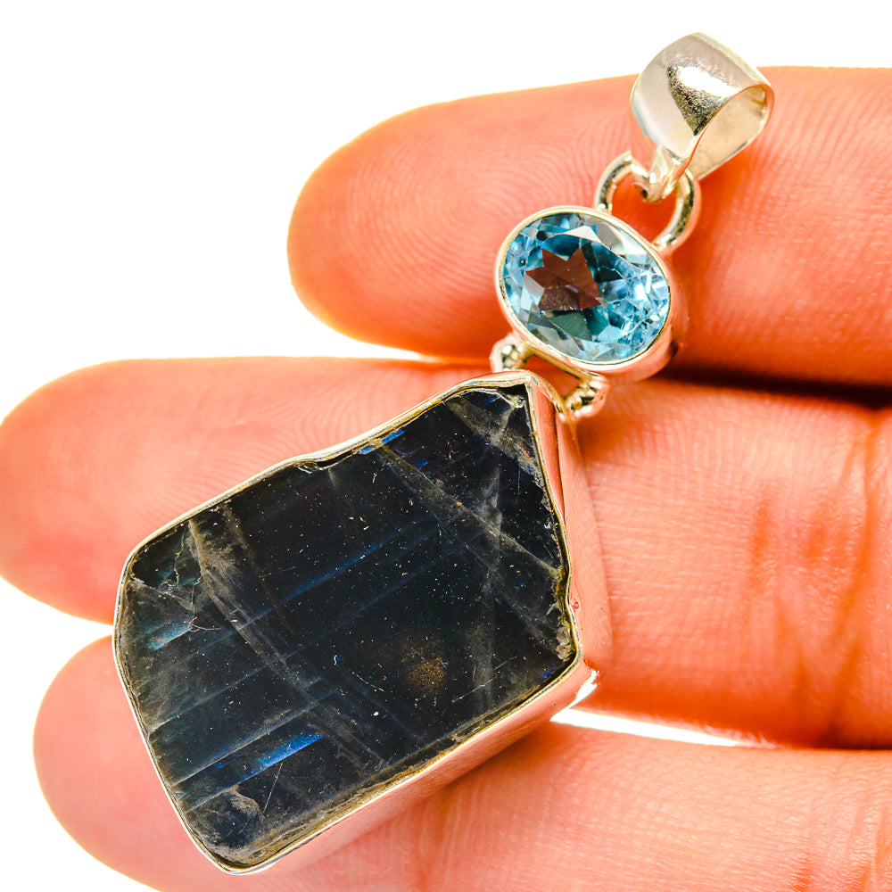 Labradorite, Blue Topaz Pendants handcrafted by Anasilvercos - PD4331