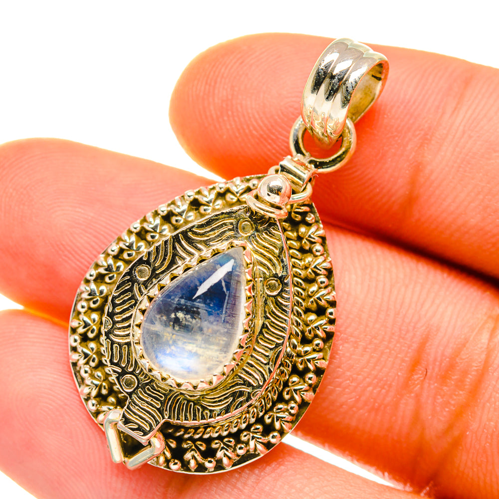 Rainbow Moonstone Pendants handcrafted by Anasilvercos - PD4354