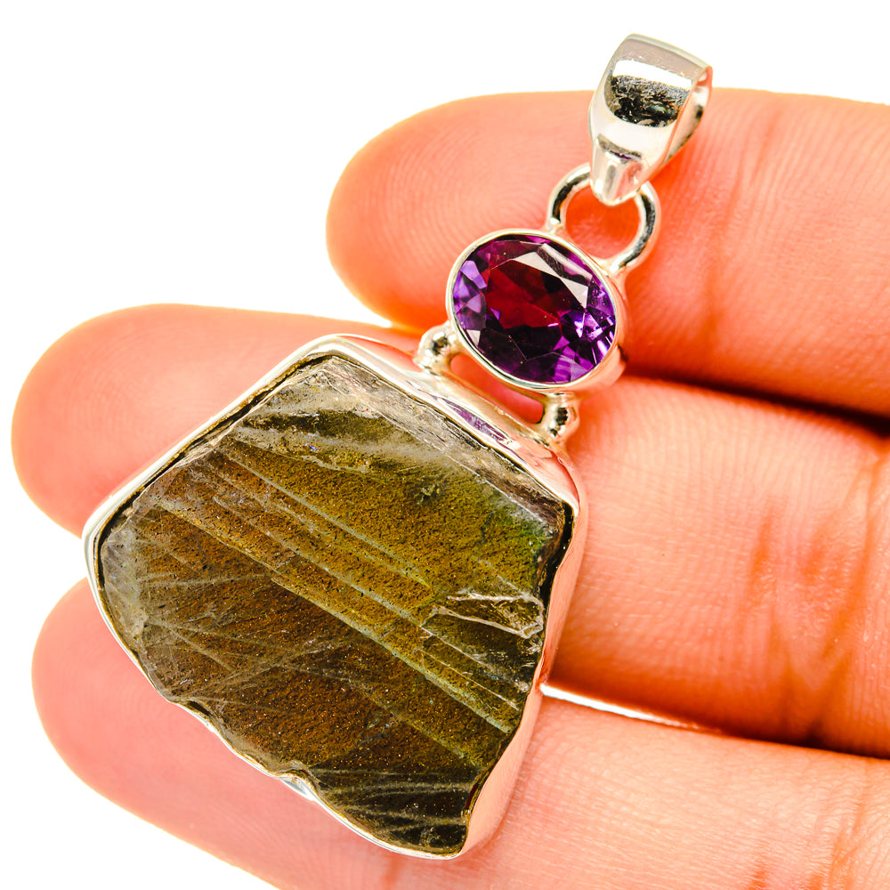Labradorite, Amethyst Pendants handcrafted by Anasilvercos - PD4398