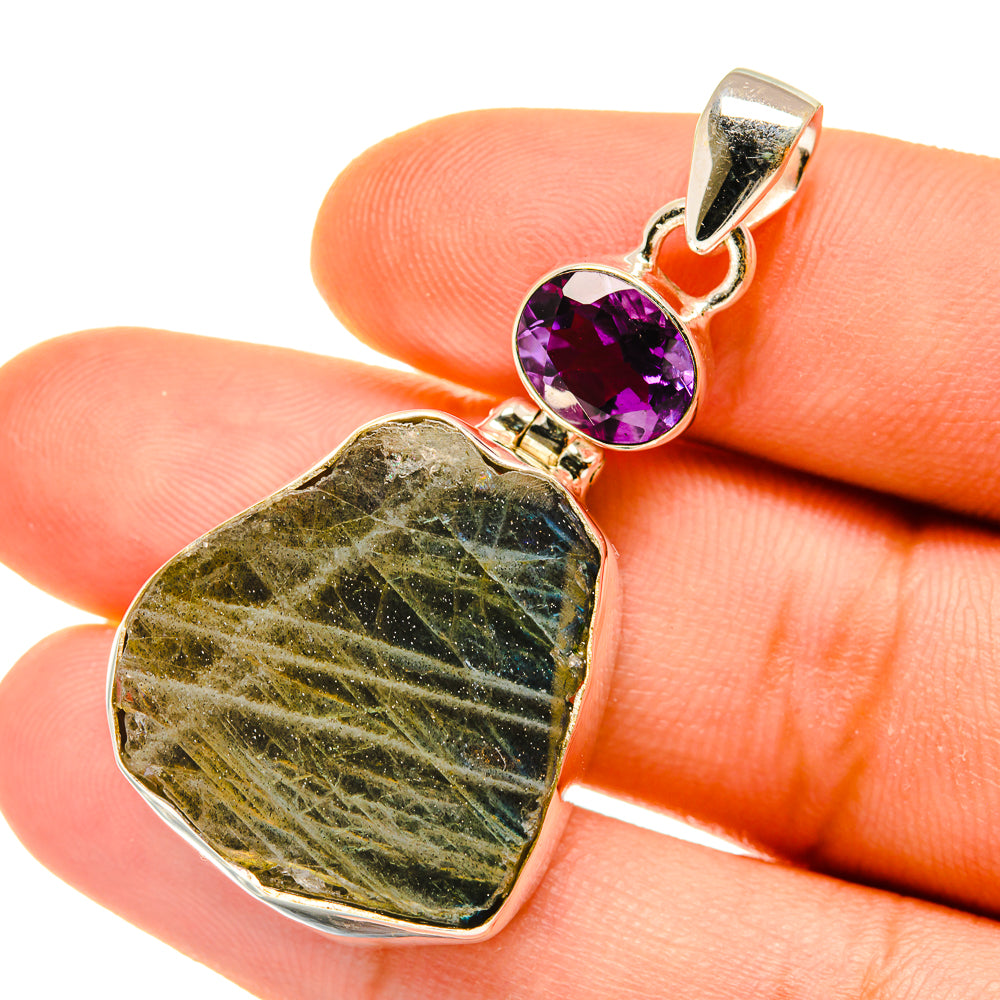 Labradorite, Amethyst Pendants handcrafted by Anasilvercos - PD4409