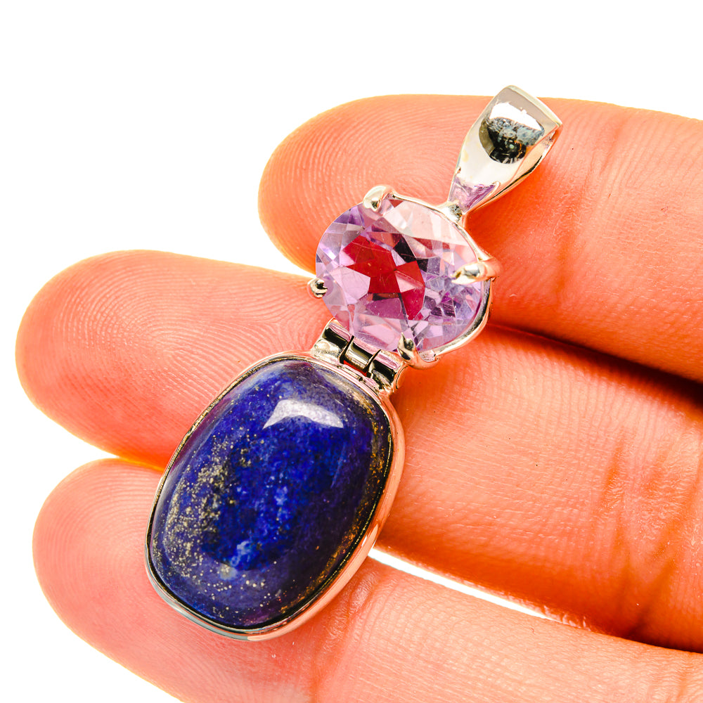 Lapis Lazuli, Amethyst Pendants handcrafted by Anasilvercos - PD4430