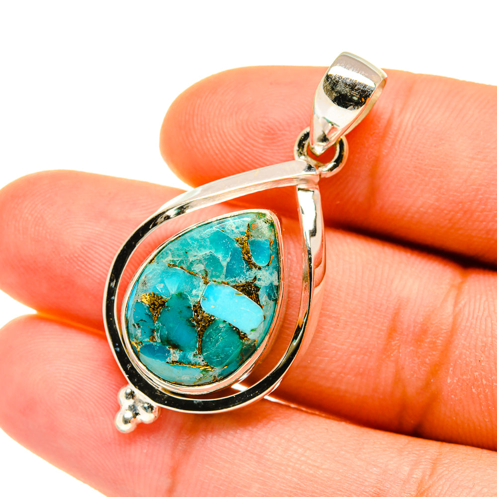 Blue Copper Composite Turquoise Pendants handcrafted by Anasilvercos - PD4435