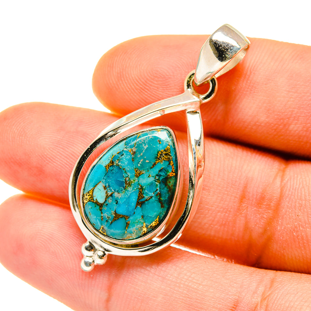 Blue Copper Composite Turquoise Pendants handcrafted by Anasilvercos - PD4436