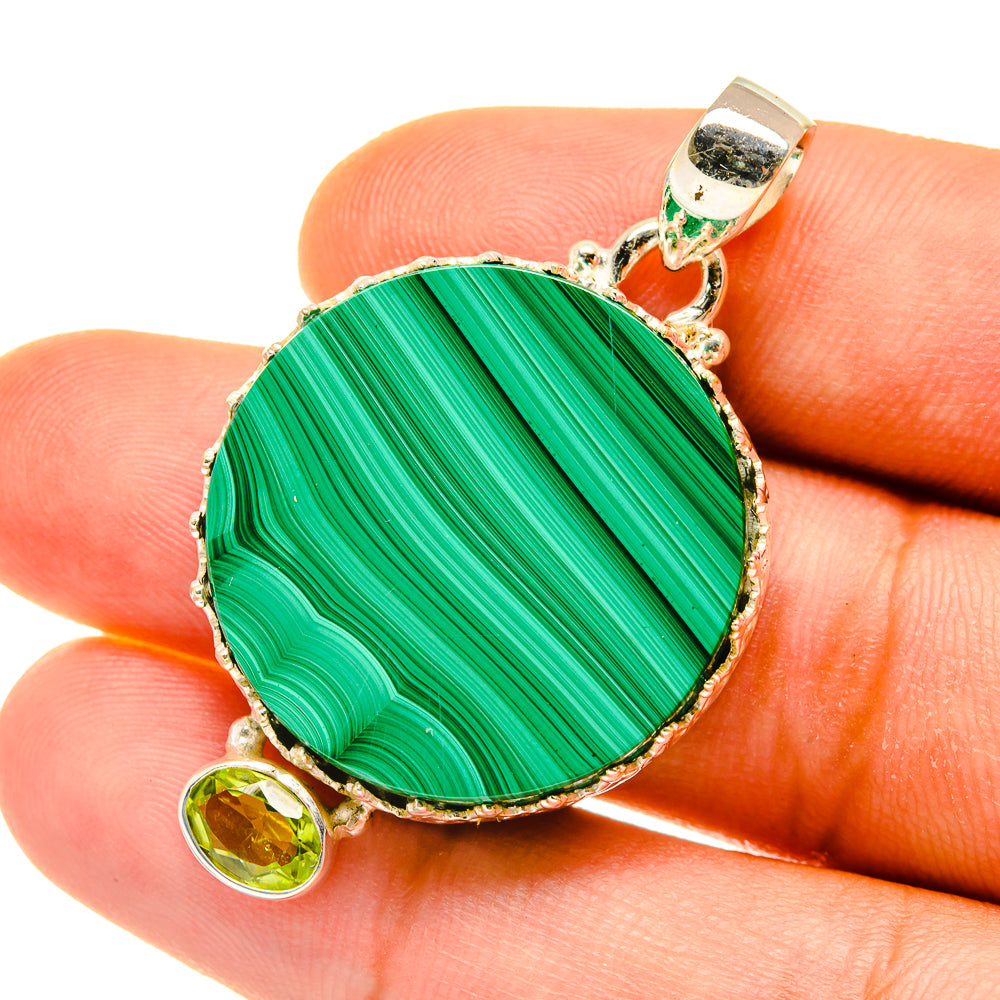Malachite, Peridot Pendants handcrafted by Anasilvercos - PD4444