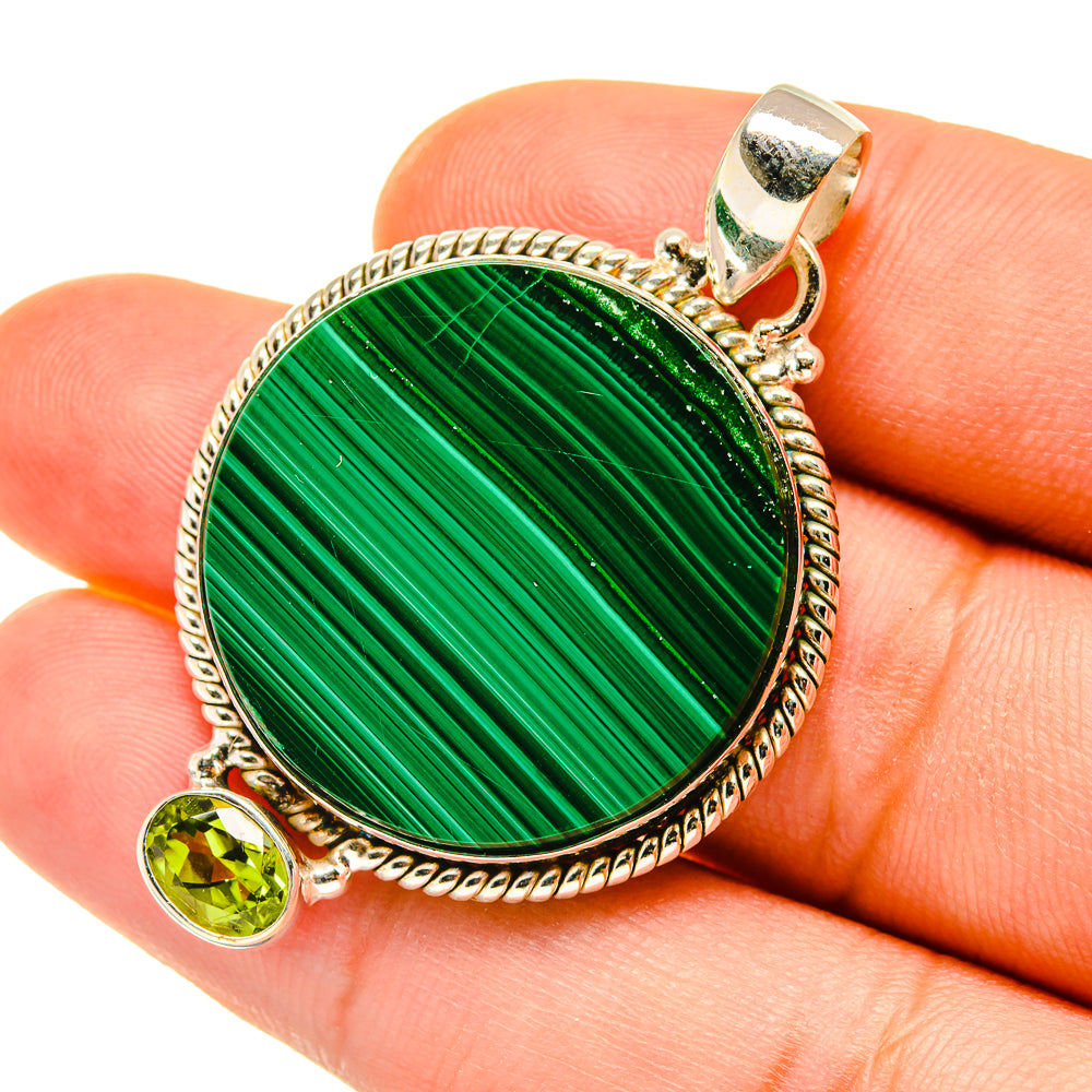 Malachite, Peridot Pendants handcrafted by Anasilvercos - PD4445