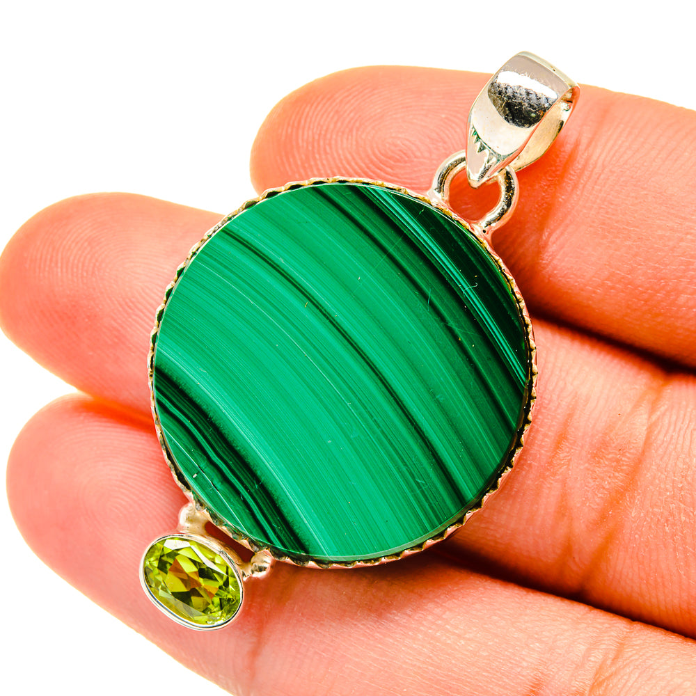 Malachite, Peridot Pendants handcrafted by Anasilvercos - PD4446