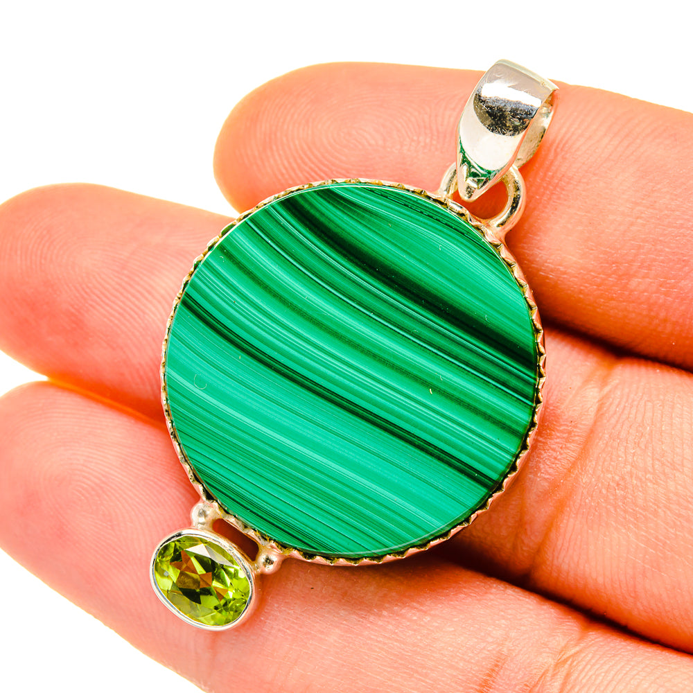 Malachite, Peridot Pendants handcrafted by Anasilvercos - PD4447