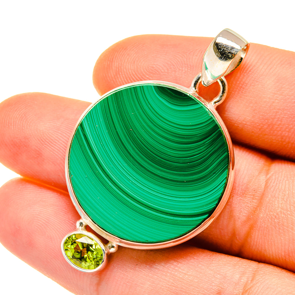 Malachite, Peridot Pendants handcrafted by Anasilvercos - PD4448