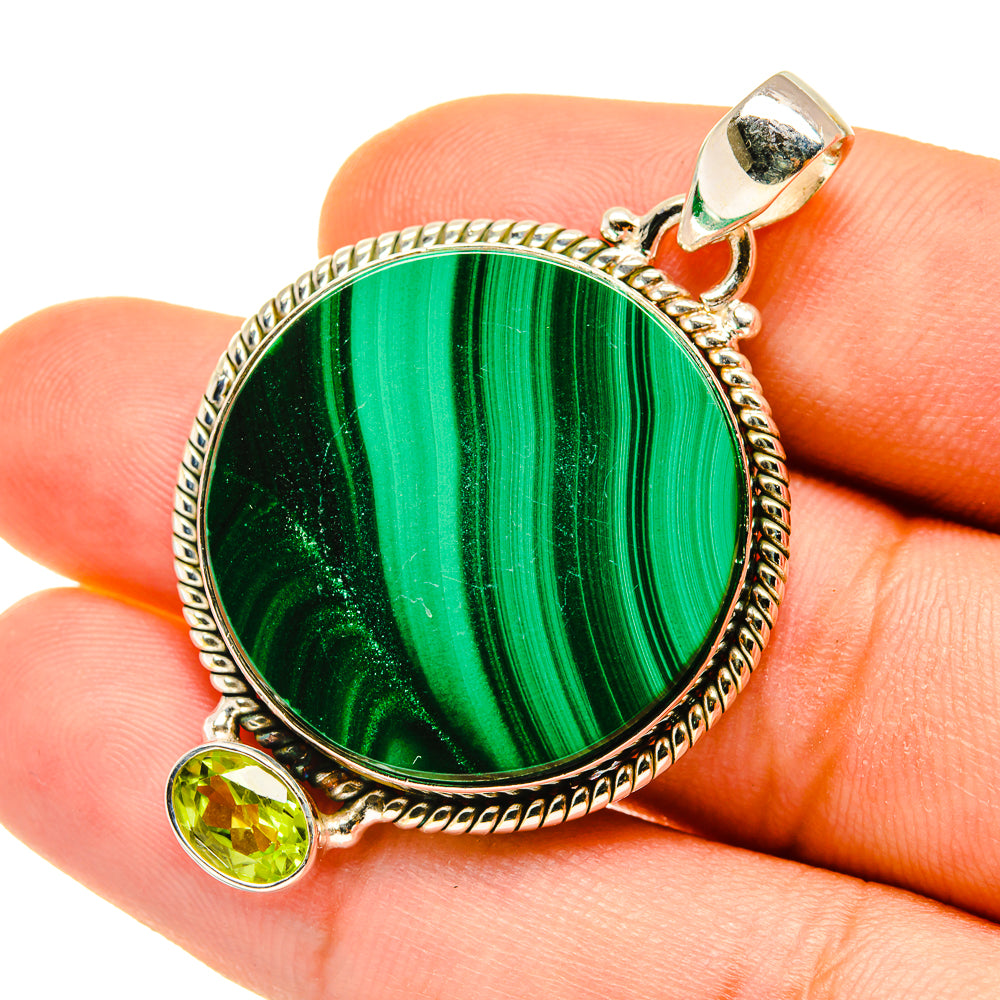 Malachite, Peridot Pendants handcrafted by Anasilvercos - PD4449