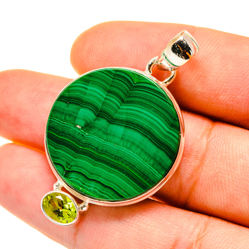 Malachite, Peridot Pendants handcrafted by Anasilvercos - PD4450