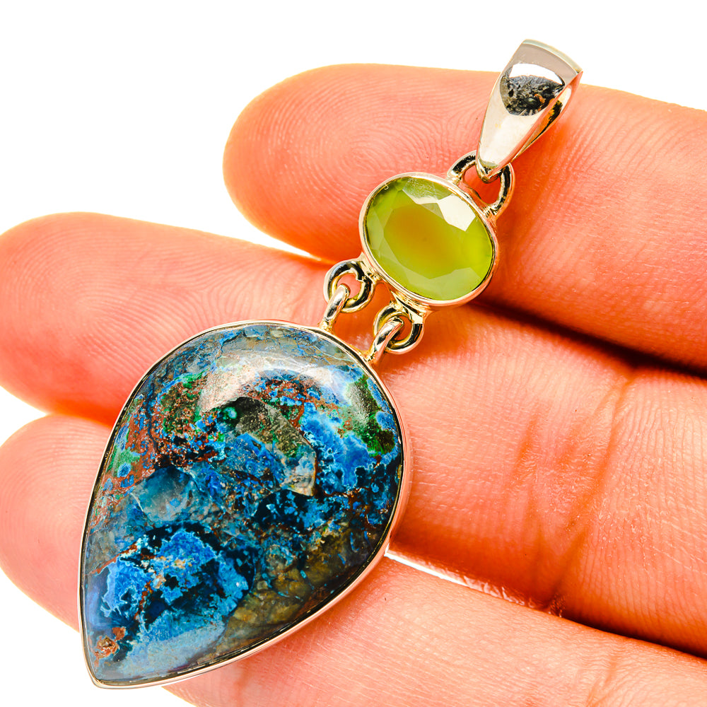 Shattuckite, Prehnite Pendants handcrafted by Anasilvercos - PD4458