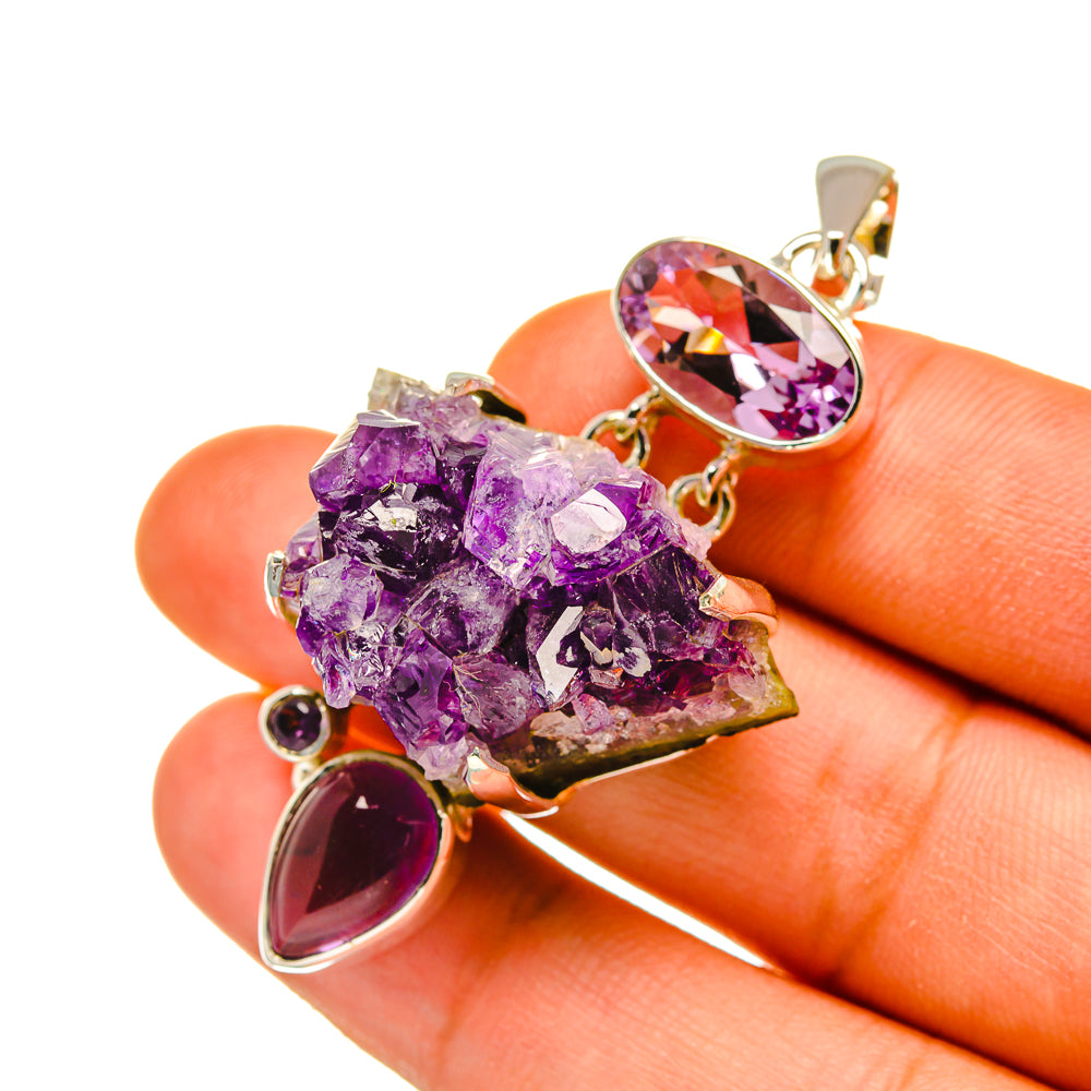 Amethyst Crystal Pendants handcrafted by Anasilvercos - PD4561