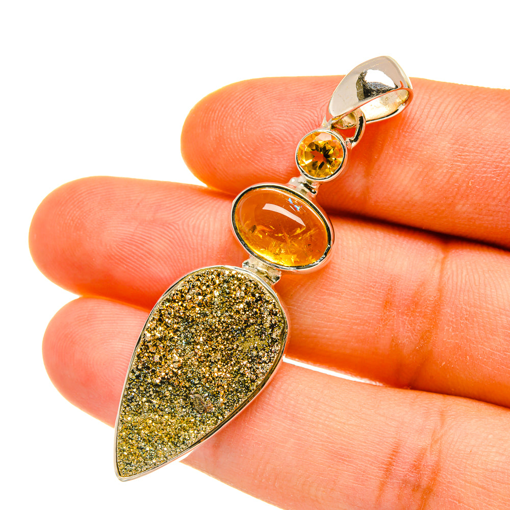Spectro Pyrite Druzy Pendants handcrafted by Anasilvercos - PD4563