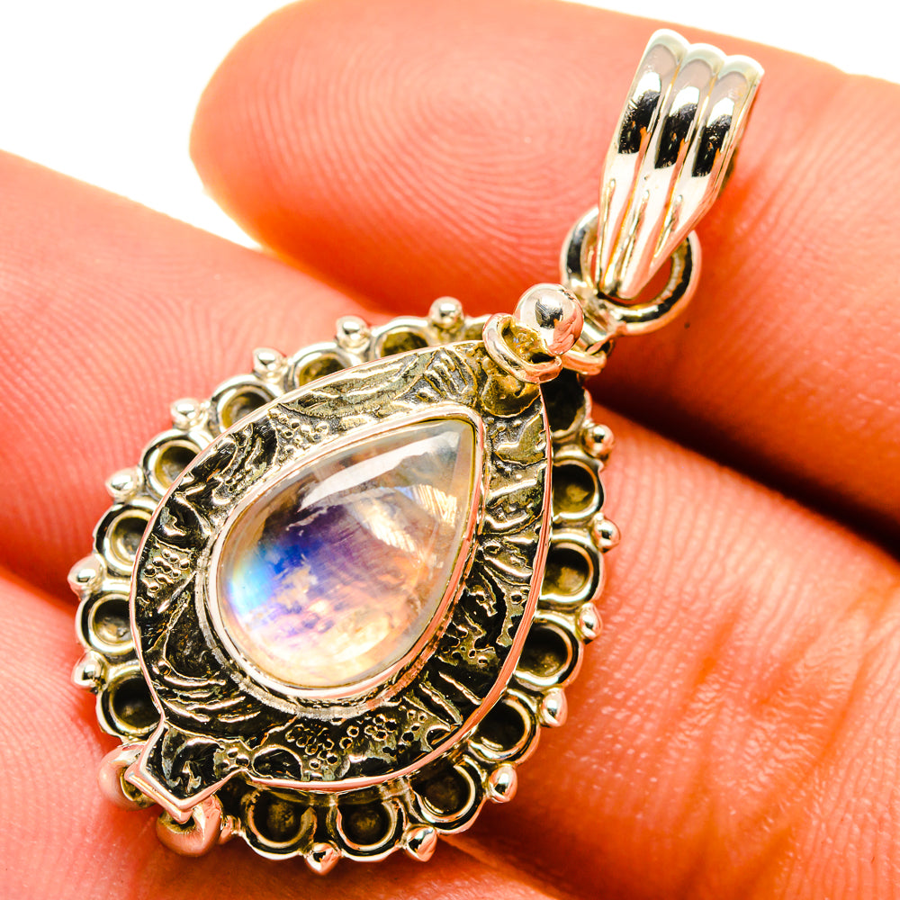 Rainbow Moonstone Pendants handcrafted by Anasilvercos - PD759678