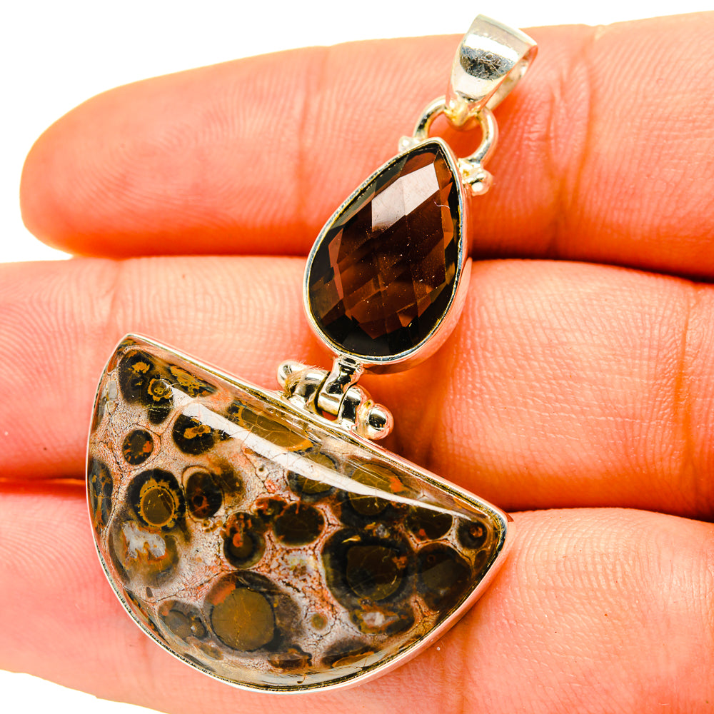 Poppy Jasper, Smoky Quartz Pendants handcrafted by Anasilvercos - PD759716