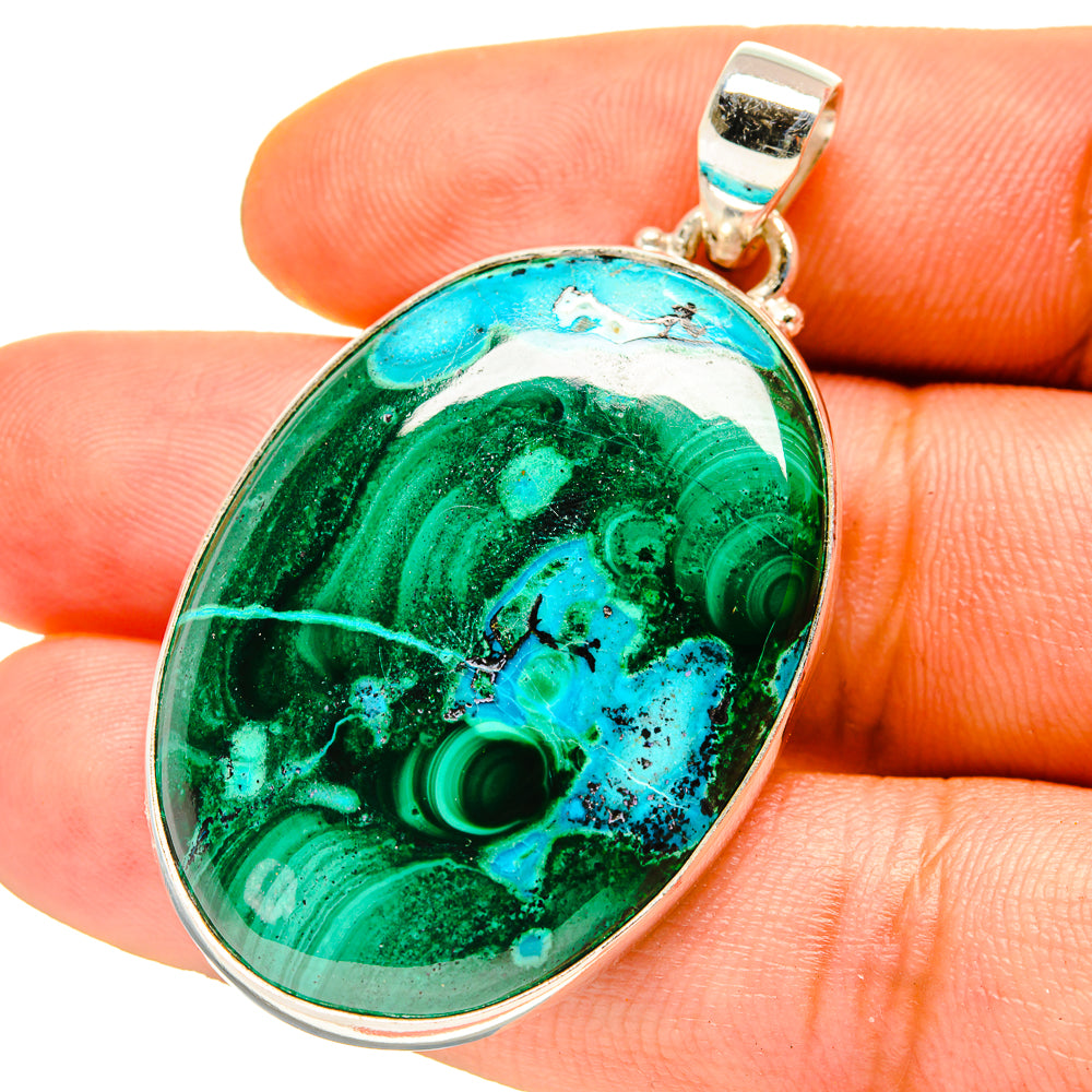 Malachite In Chrysocolla Pendants handcrafted by Anasilvercos - PD759724