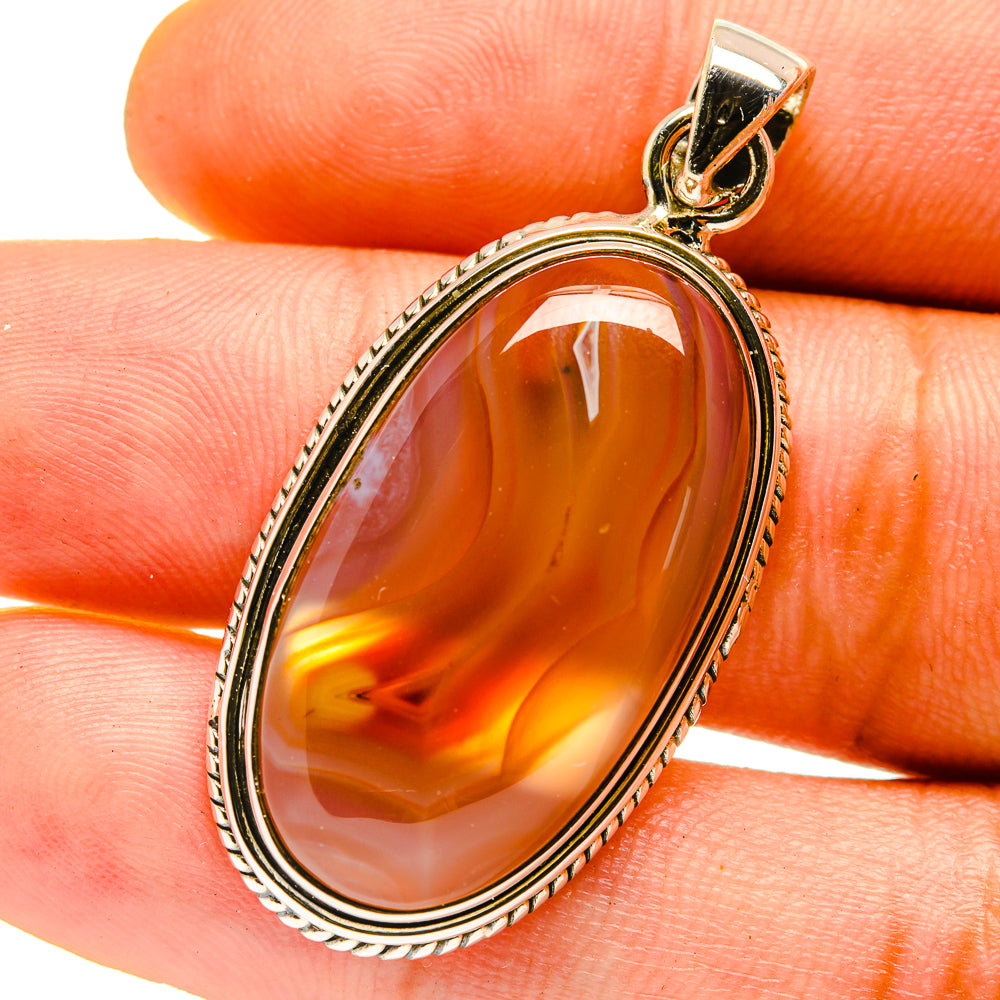 Orange Botswana Agate Pendants handcrafted by Anasilvercos - PD759732