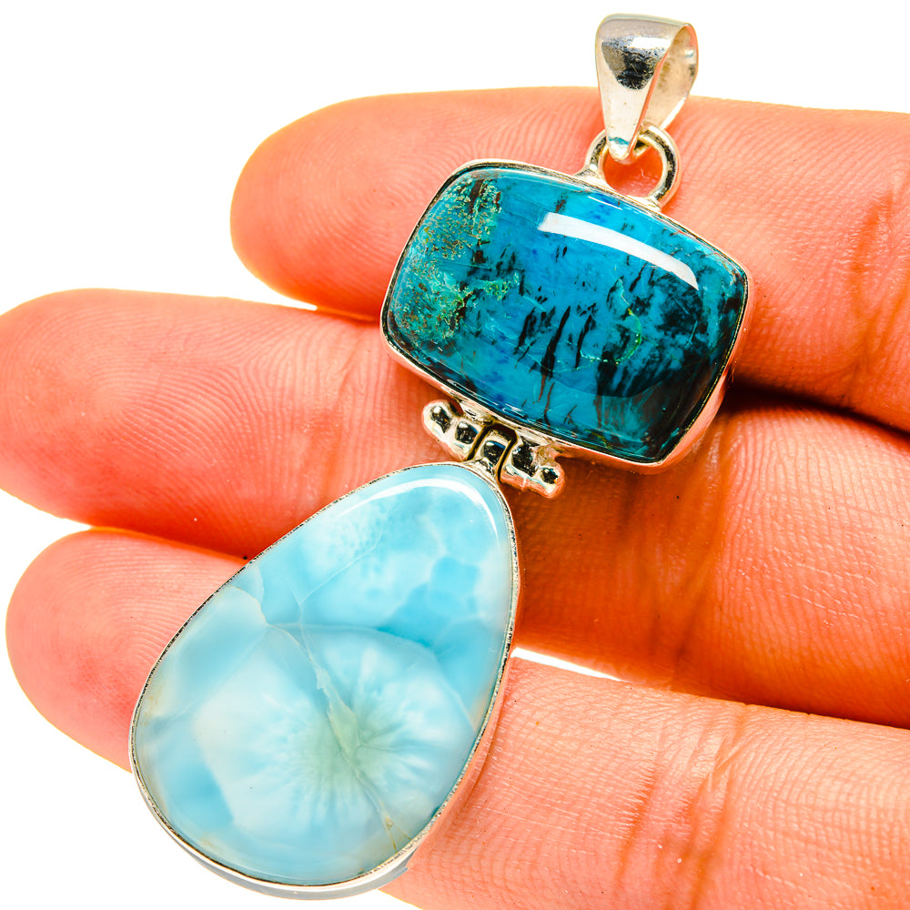 Larimar, Chrysocolla Pendants handcrafted by Anasilvercos - PD759754